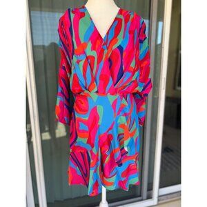 NWT womens Collection by Cezel pink multicolor dress cocktail dress MEDIUM